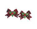 Classic Plaid Bows with Holly Earrings