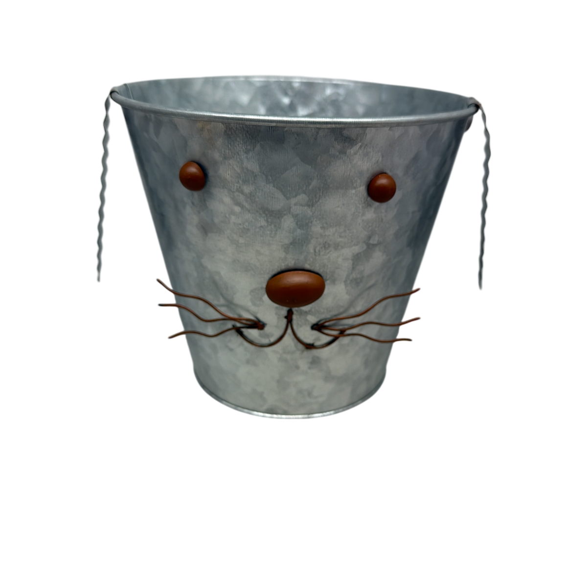 Galvanized Metal Bunny Design Bucket with Ears - Medium