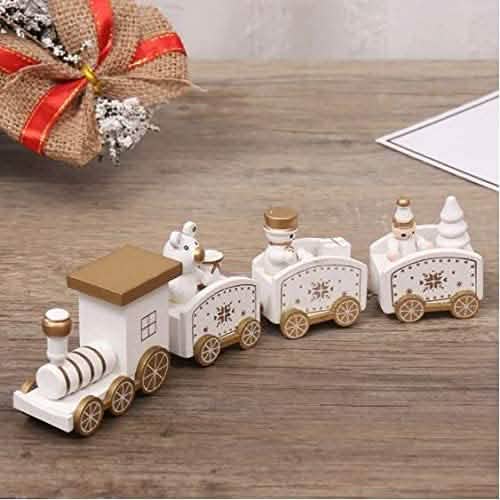 Happy Trees Wooden Christmas Train with Snowman