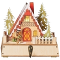 Lighted Ski Cabin Wooden Stocking Holder