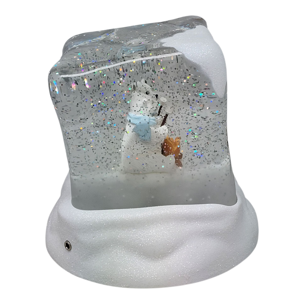 Lighted Swirl Polar Bears Cube Snowglobe