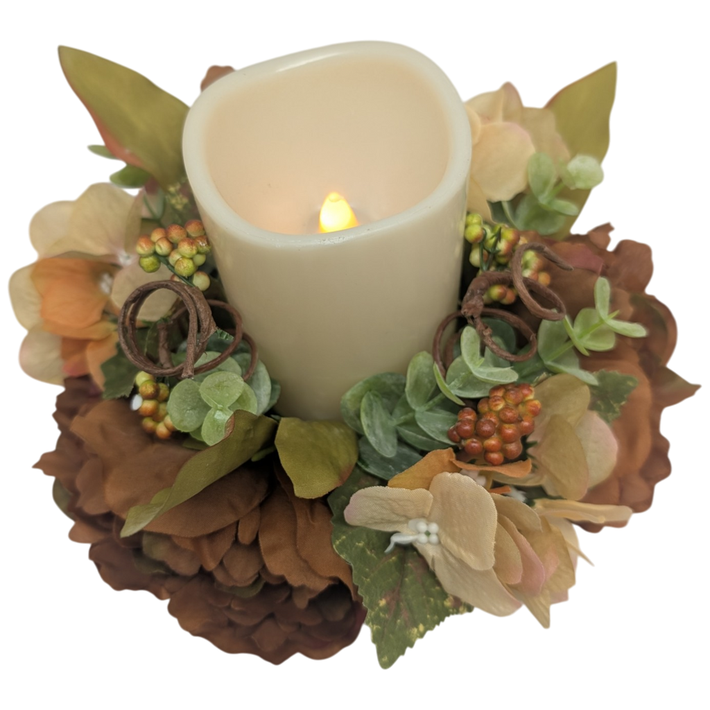 9-Inch Autumn Candle Ring with LED Pillar Candle