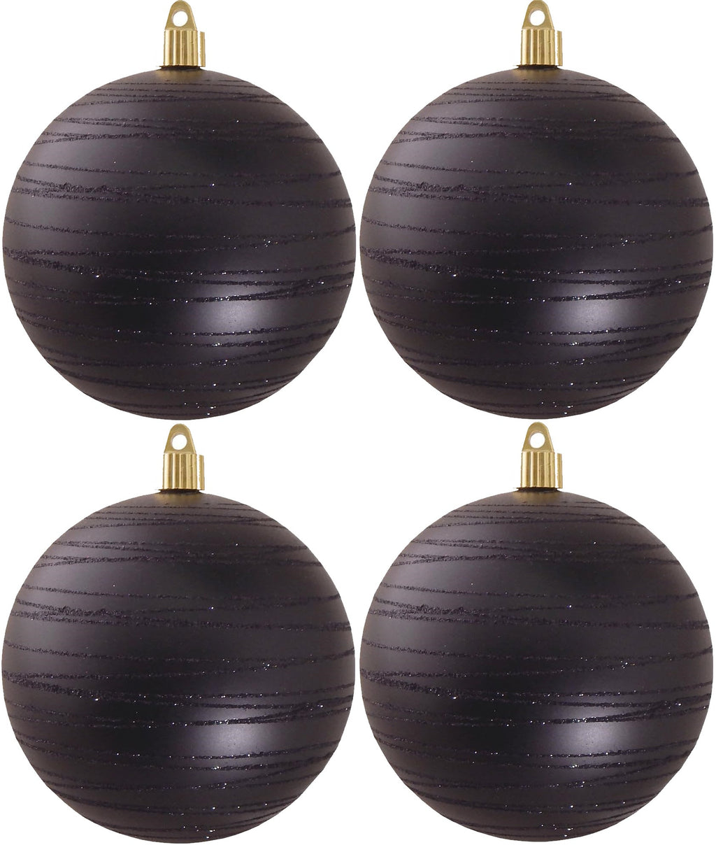 4.75" (120mm) Commercial Shatterproof Ball Ornament set of 4 - Soot Black with Tangles