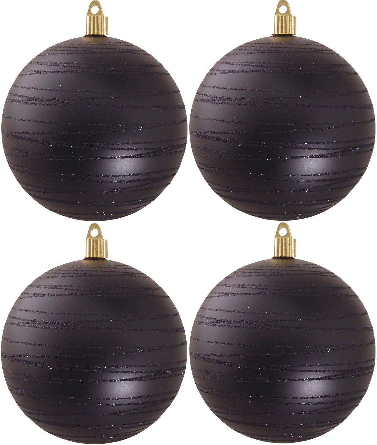 4.75" (120mm) Commercial Shatterproof Ball Ornament set of 4 - Soot Black with Tangles