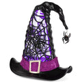 9.75"H Battery-Operated Lighted Spinning Smoky Water Globe Witch Hat in Black