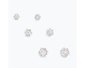 Cubic Zirconia Stud Earring Set – Silver-Tone Prong Settings