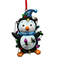 Festive Penguin With Holiday Lights and Blue Hat