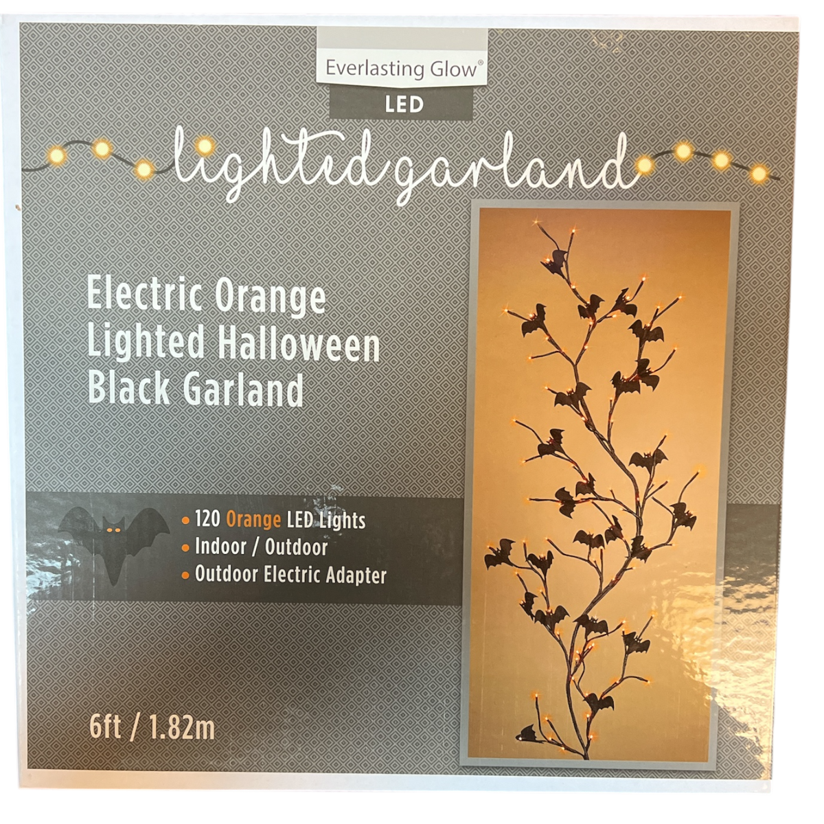 Orange Lighted Halloween Black Garland