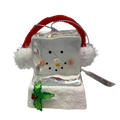 Lighted Snowman Cube with Earmuffs Ornament