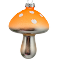 Orange Glow-In-The-Dark Glass Mushroom Ornament
