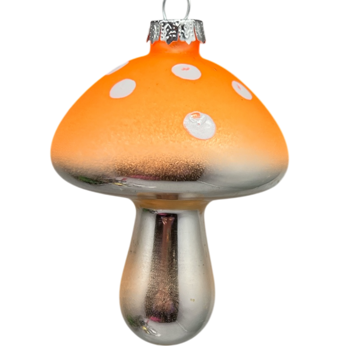 Orange Glow-In-The-Dark Glass Mushroom Ornament
