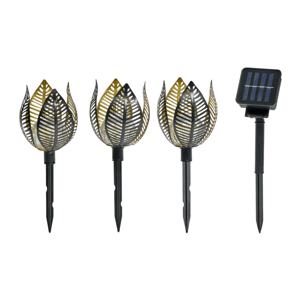 Solar Powered Copper Lily lights - set of 3