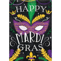 Beads and Feathers Mardi Gras Durasoft Flag - 12" x 18"