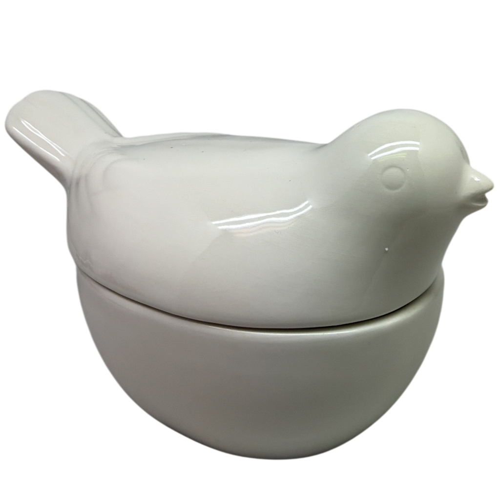 Bird Covered Candle Dish - Fresh Linen