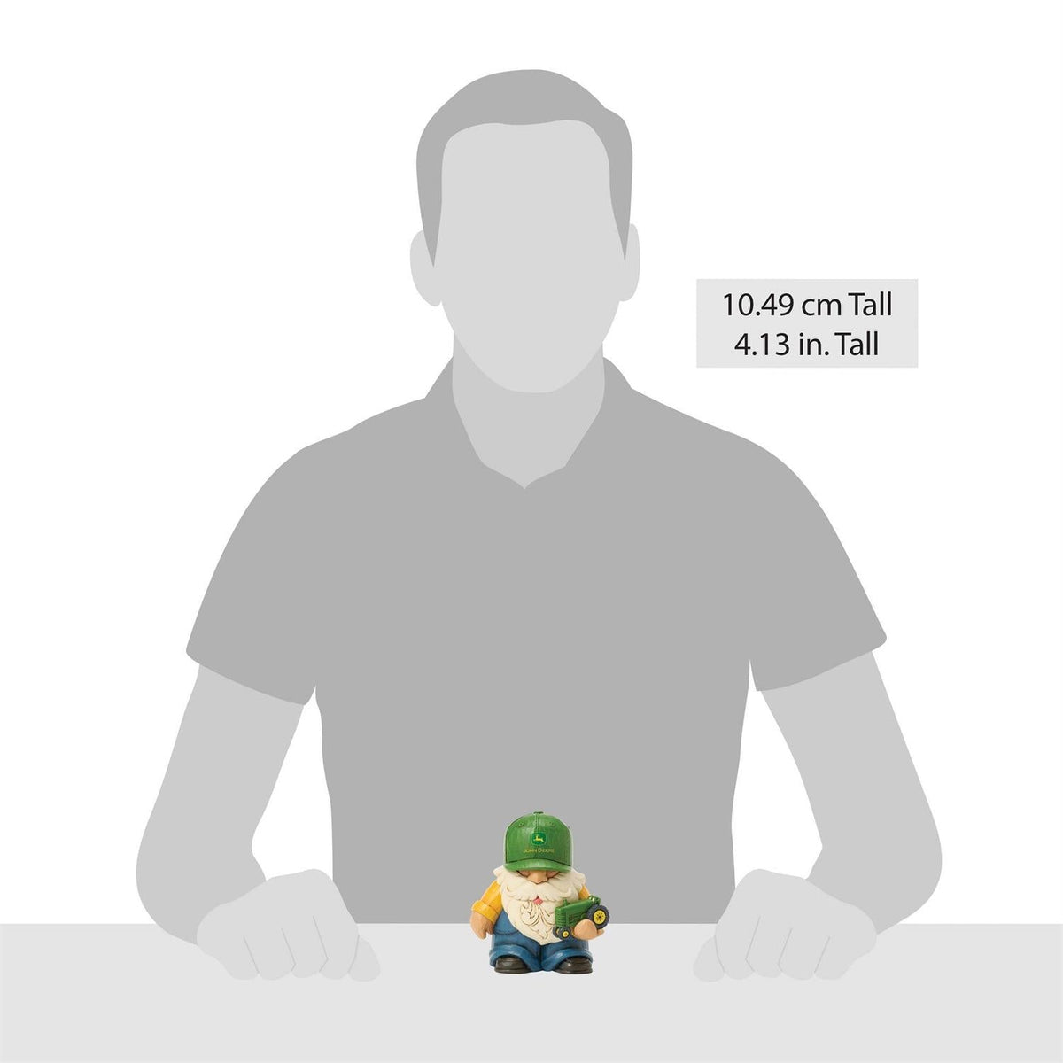 Farmer Gnome Holding Deere Tractor