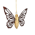 Metal and Mango Wood Rustic Butterfly Ornament - Medium