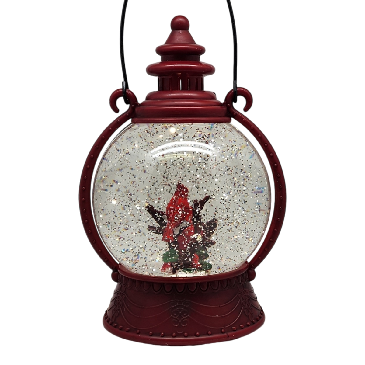 Cardinal Lighted Spinning Water Globe - On Sticks