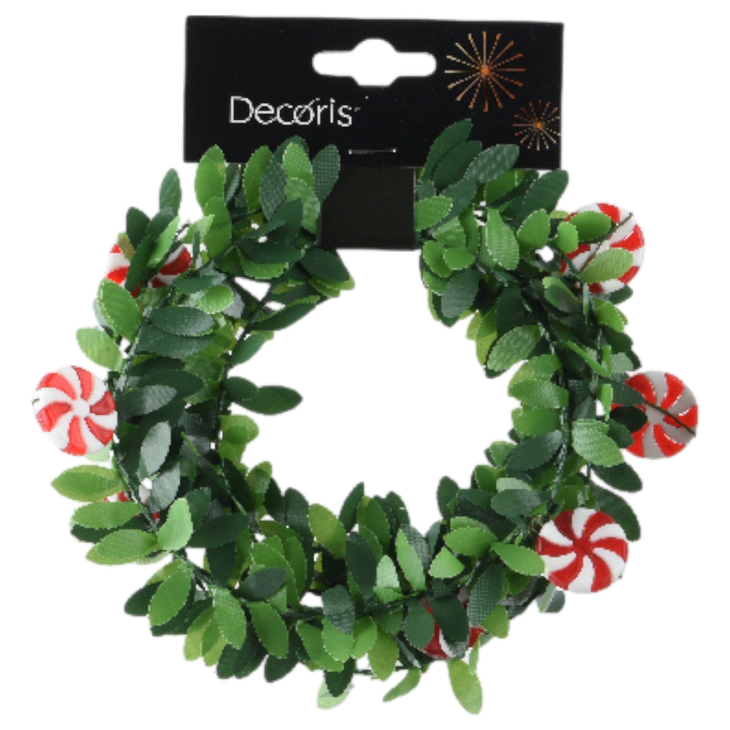 Whimsical Holly Garland - Candy Cane Accents