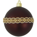 4" (100mm) Commercial Shatterproof Ball Ornament - Cowboy Brown with Gold Braid