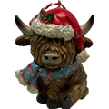 Festive Fiona Highland Cow Christmas Ornament