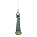 The Egyptian Glass Lighthouse Ornament - Beacon of Seafoam and Ocean Teal