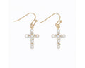 Pearl And Crystal Cross Earrings