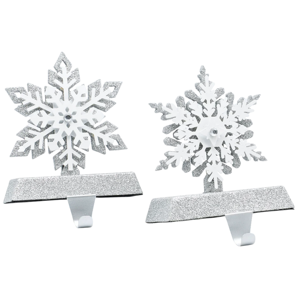 Lighted Snowflake Stocking Hanger - 2 Piece Set