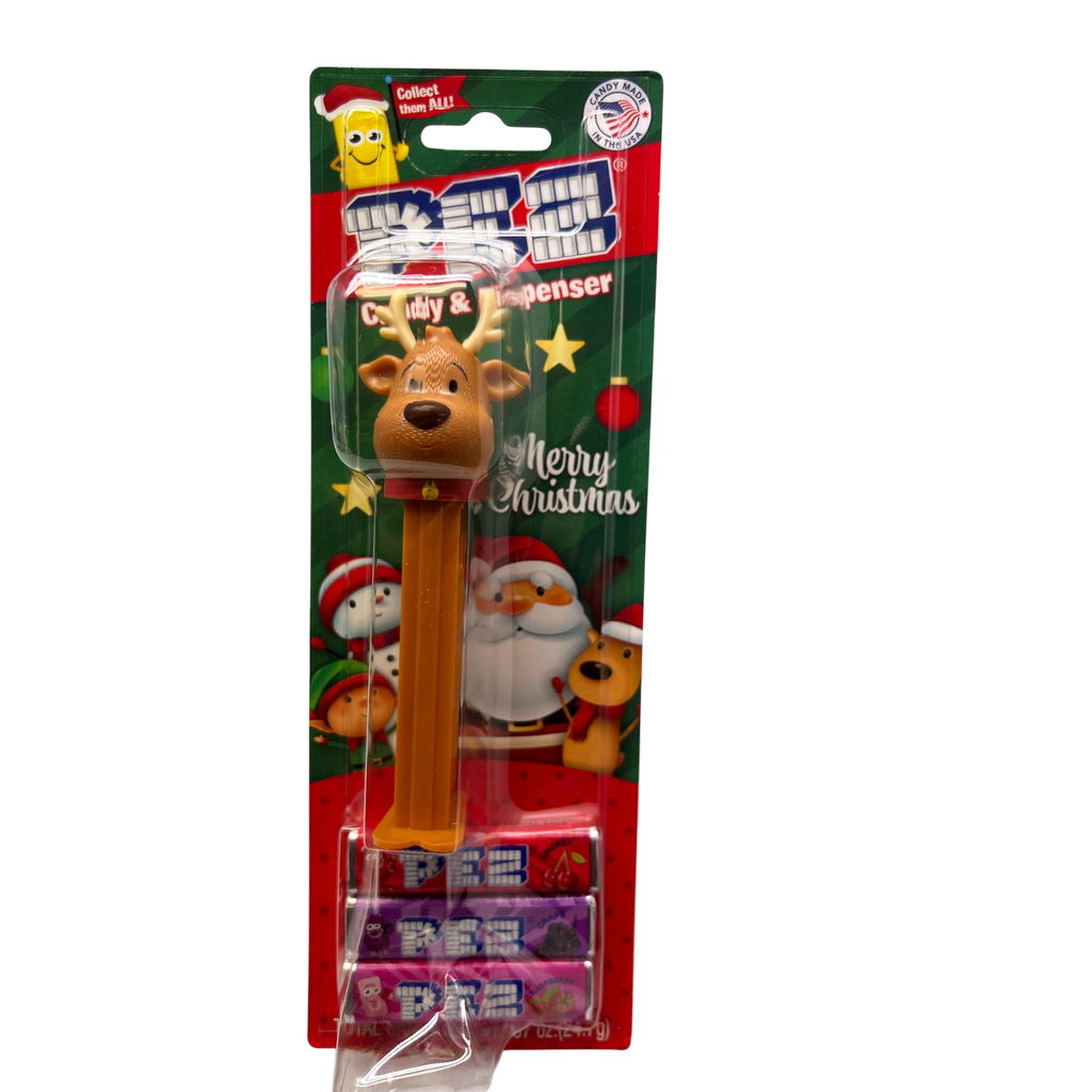 Christmas Pez Dispenser with 3 Rolls of Candy - Reindeer