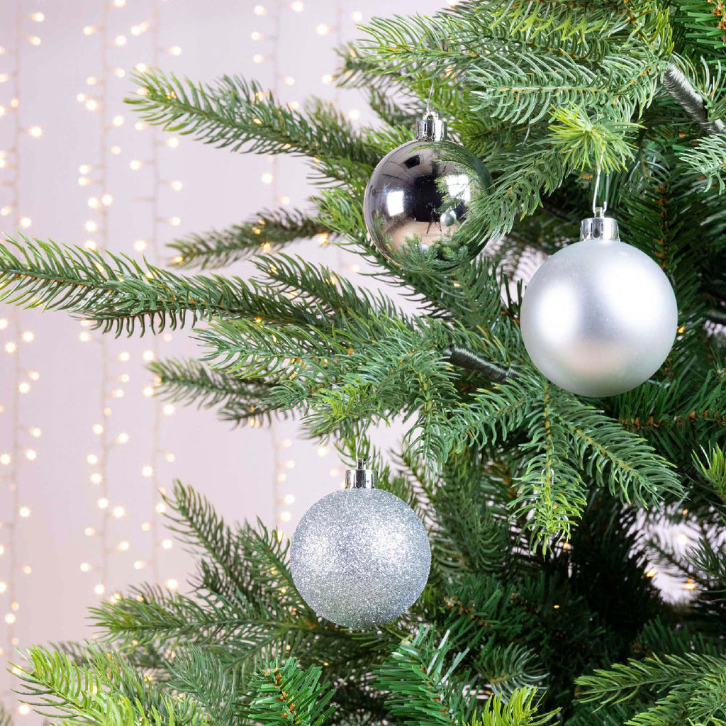 Elegant Assorted Shatterproof Ornaments - Set of 10 - Silver