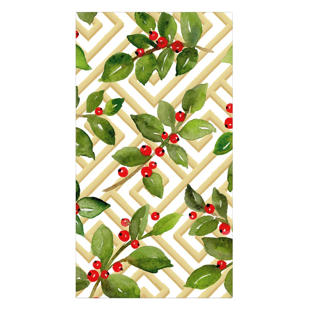 Holly and Fretwork Guest Towel / Buffet Napkin