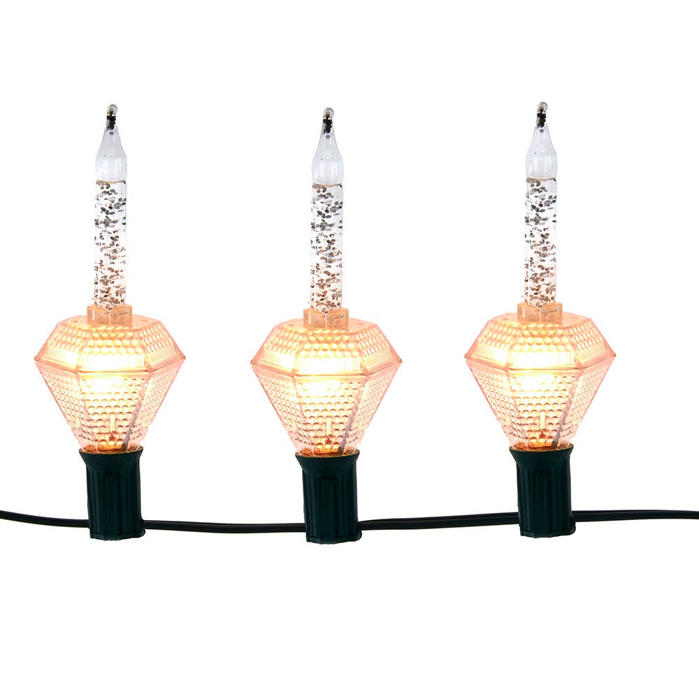 7-Light Silver Glitter Diamond Bubble Light Set