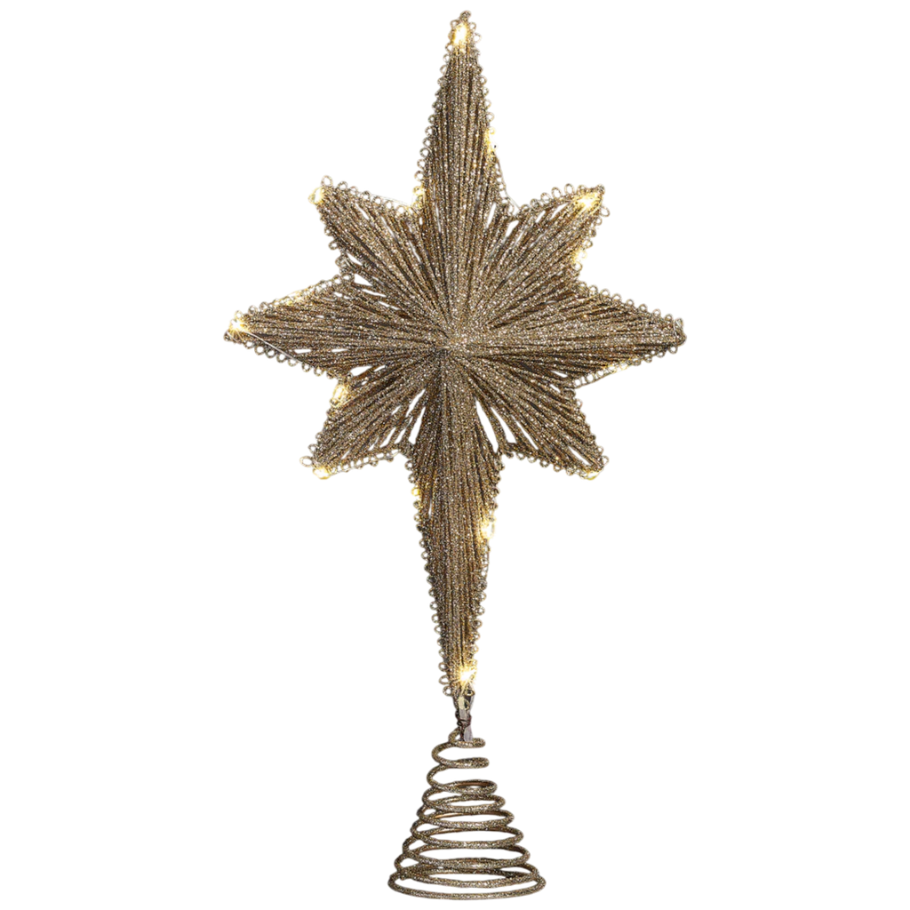 Golden Glow LED Star Tree Topper - Sixteen Inches