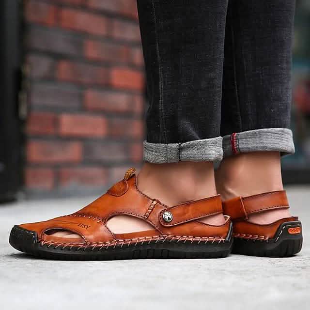 Men's Sandals Cowhide Breathable Casual Beach Walking Shoes