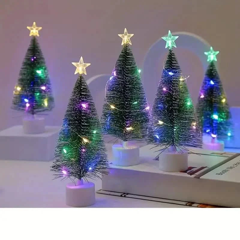 Mini Lighted Colorful Christmas Tree with LED Night Light Acrylic Artificial