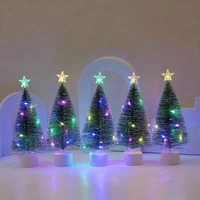 Mini Lighted Colorful Christmas Tree with LED Night Light Acrylic Artificial