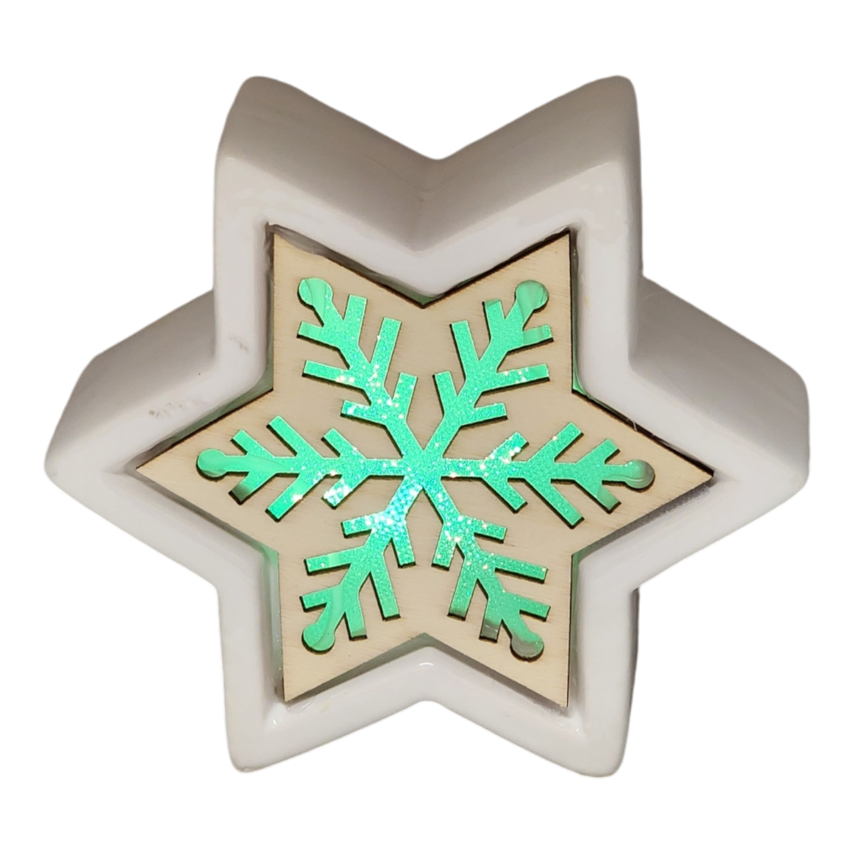 Color Changing Dolomite & Wood Decor - Snowflake