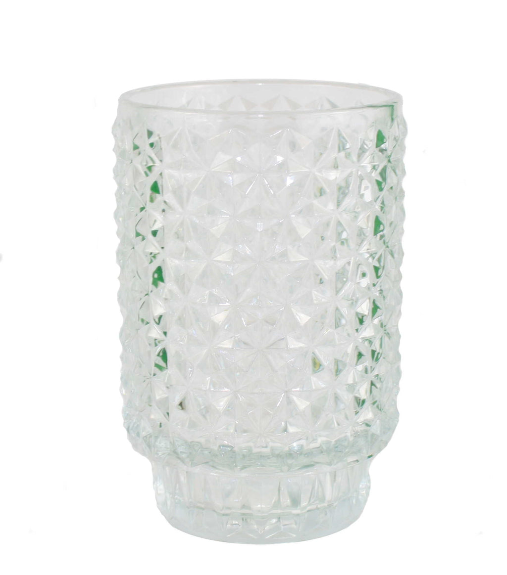 Glass Diamond Cut Mini Hurricane