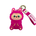 Silicone Labubu Coin Purse Key Chain Pendant (Funky Pink Edition)
