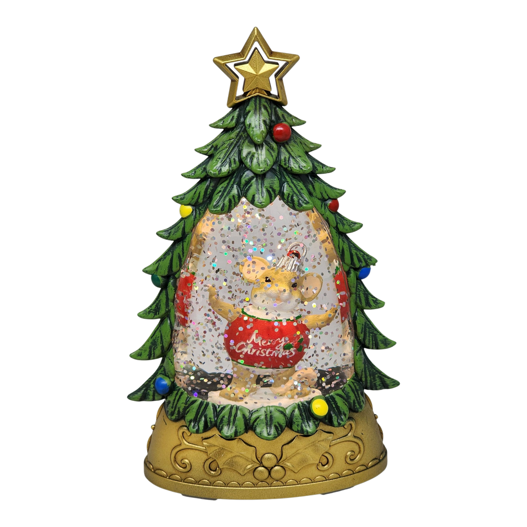 Charming Tails - Lighted Mouse Snowglobe Tree