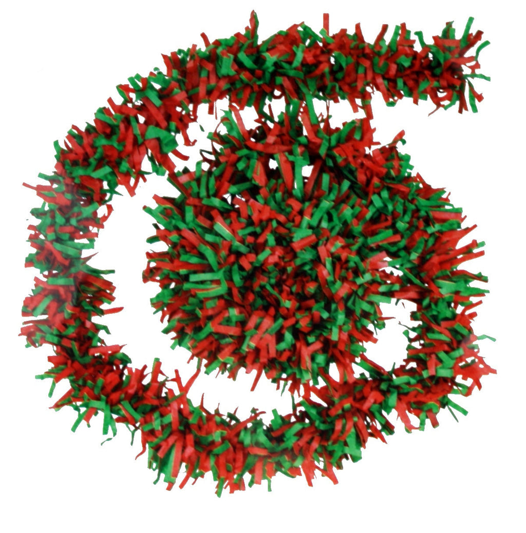 Tissue Fringe Garland - Red and Green