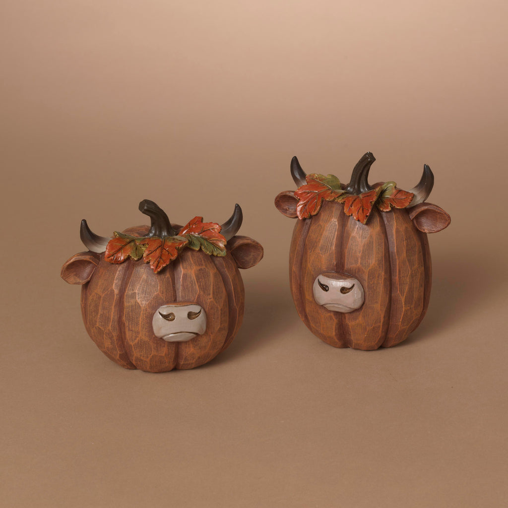 Resin Pumpkin Highland Cow Figurine -