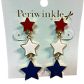 Patriotic Triple Star Earrings – Red, White & Blue