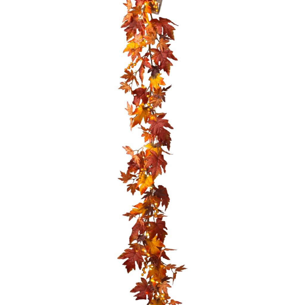 Lighted Harvest Leaf & Berry Garland - 72 Inches