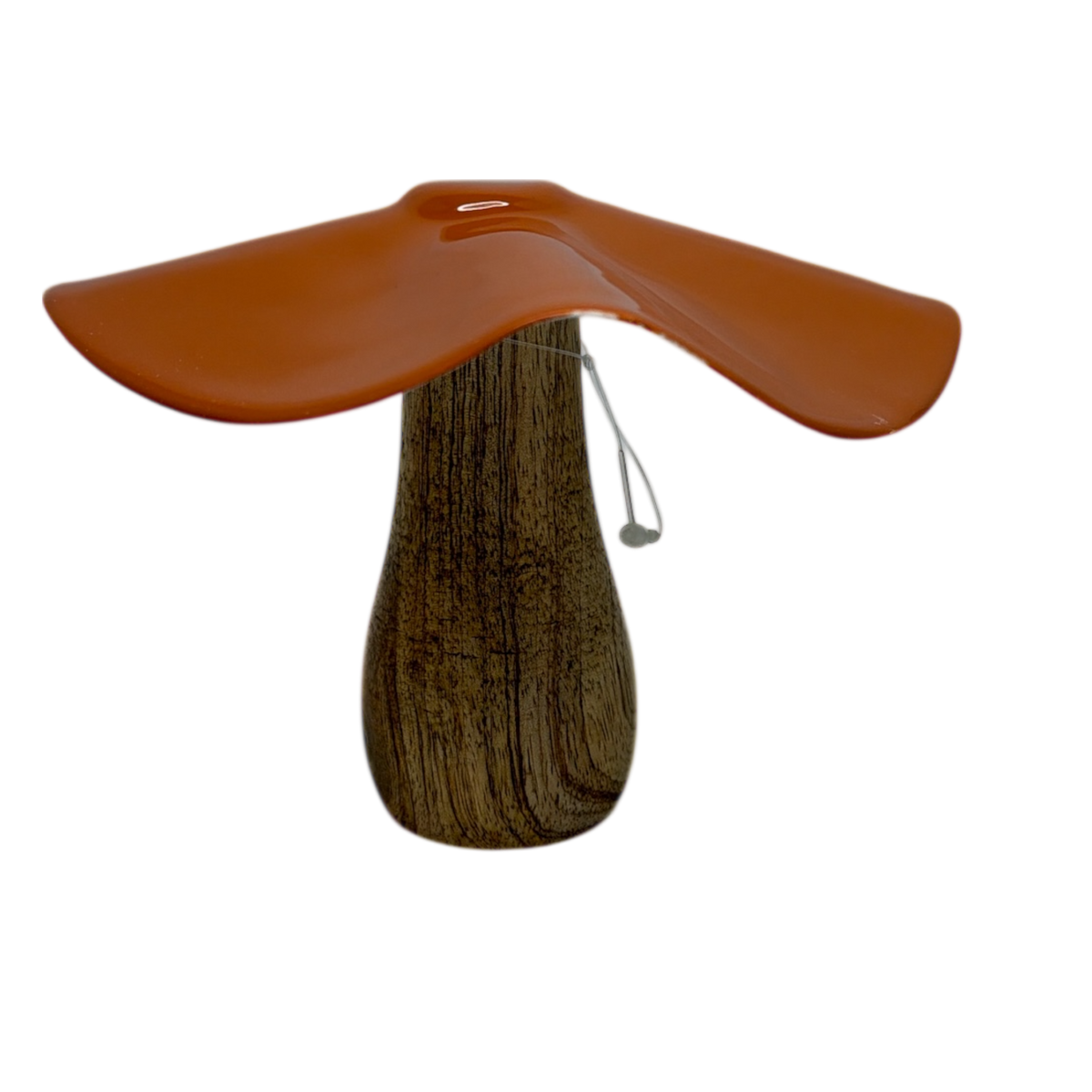 Metal and Mango Wood Mushroom  - Burnt Orange