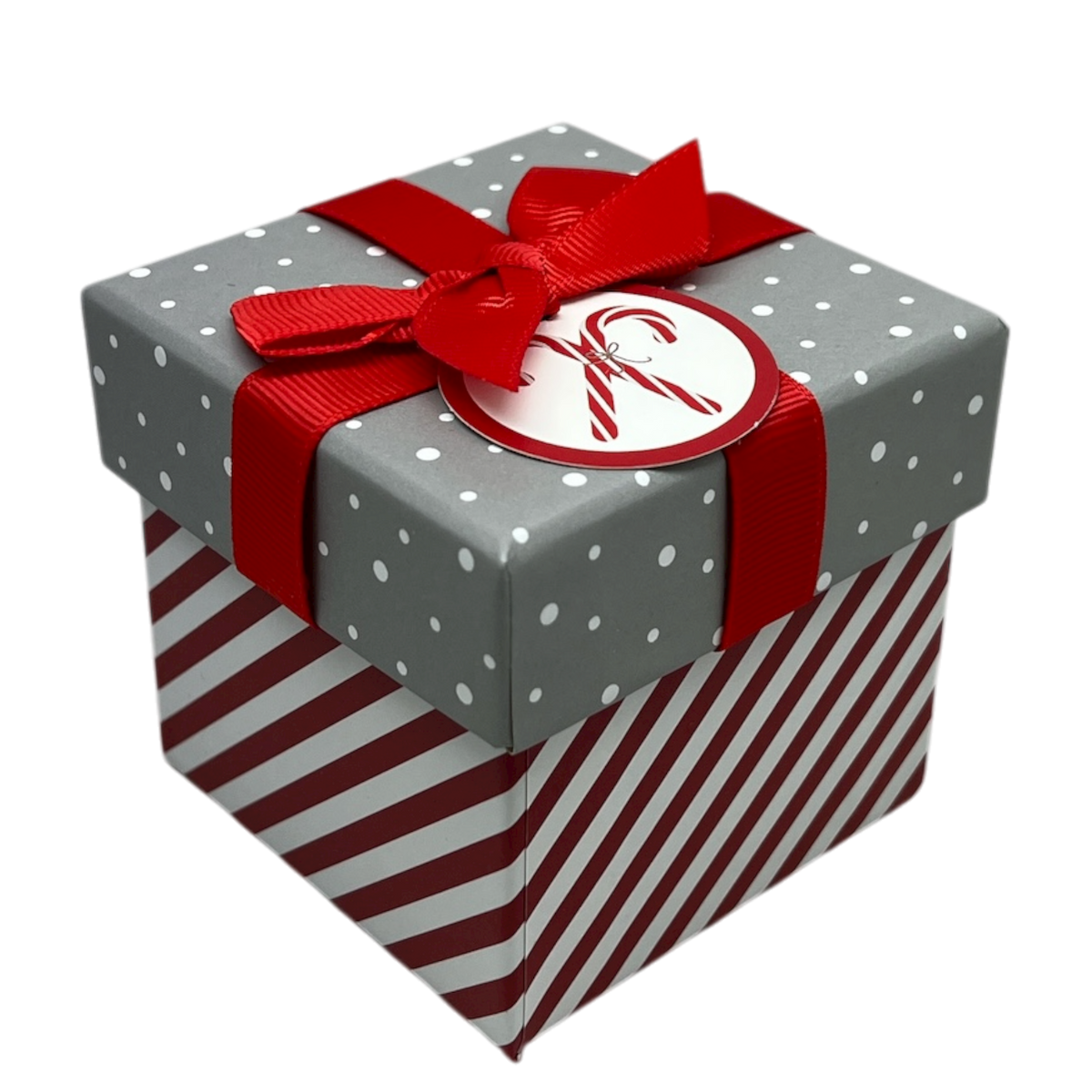 Gift Box Cube for Gift Cards - 3" x 3" - Candy Cane Stripe
