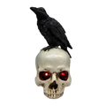 Gothic Crow on Skull Light-Up Figurine - The Watchful Sentry