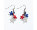 Patriotic Triple Star Dangle Earrings