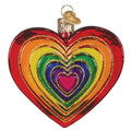 Rainbow Heart Glass Blown Ornament