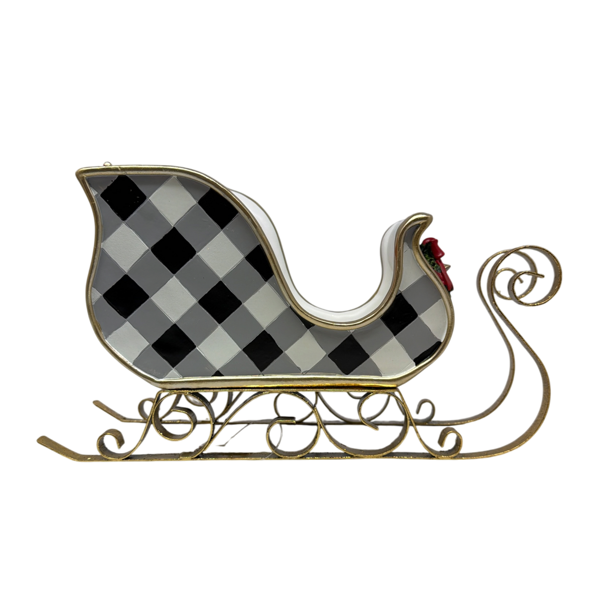 Black and White Holiday Sleigh - Large