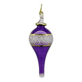 Lattice Glass Ornaments With Gold Accents - Purple Stretched Teardrop
